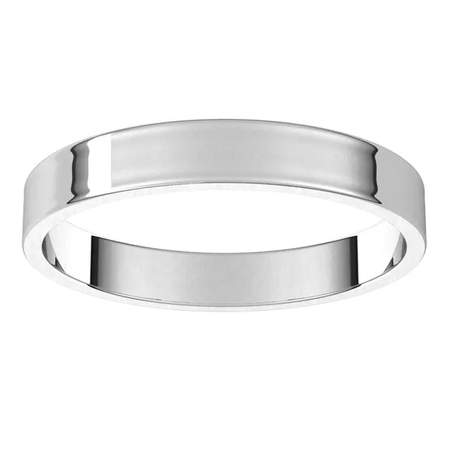 14K White Gold Flat Ultra-Light Wedding Band, 3 mm Wide
