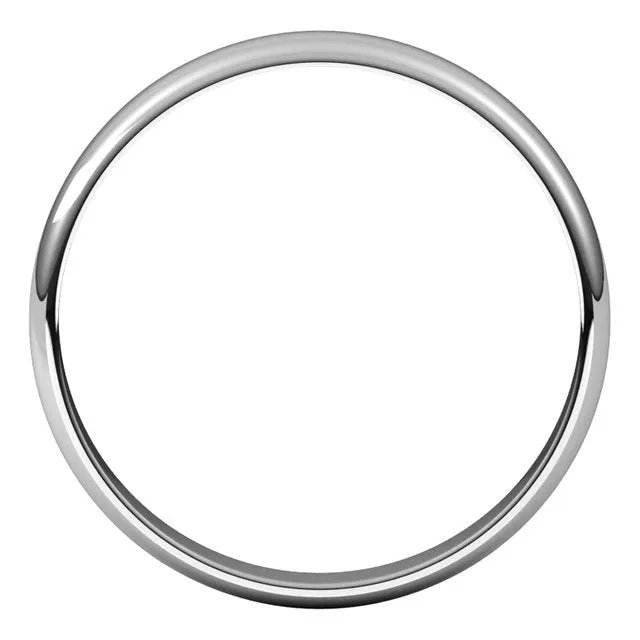 14K White Gold Half Round Ultra-Light Wedding Band, 3 mm Wide