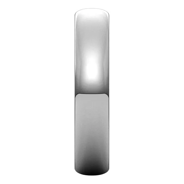 14K White Gold Half Round Ultra-Light Wedding Band, 4 mm Wide