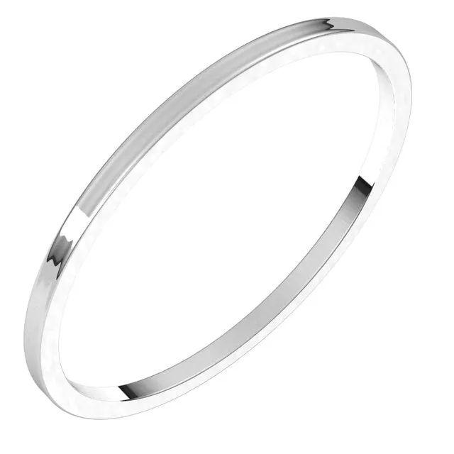 18K White Gold Flat Ultra-Light Wedding Band, 1 mm Wide