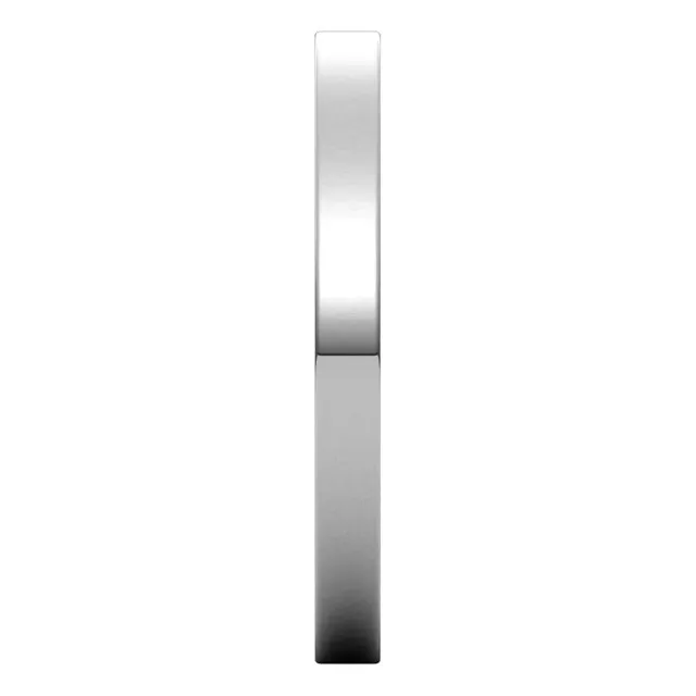 18K White Gold Flat Ultra-Light Wedding Band, 2 mm Wide