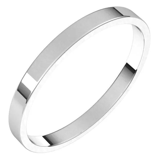 18K White Gold Flat Ultra-Light Wedding Band, 2 mm Wide