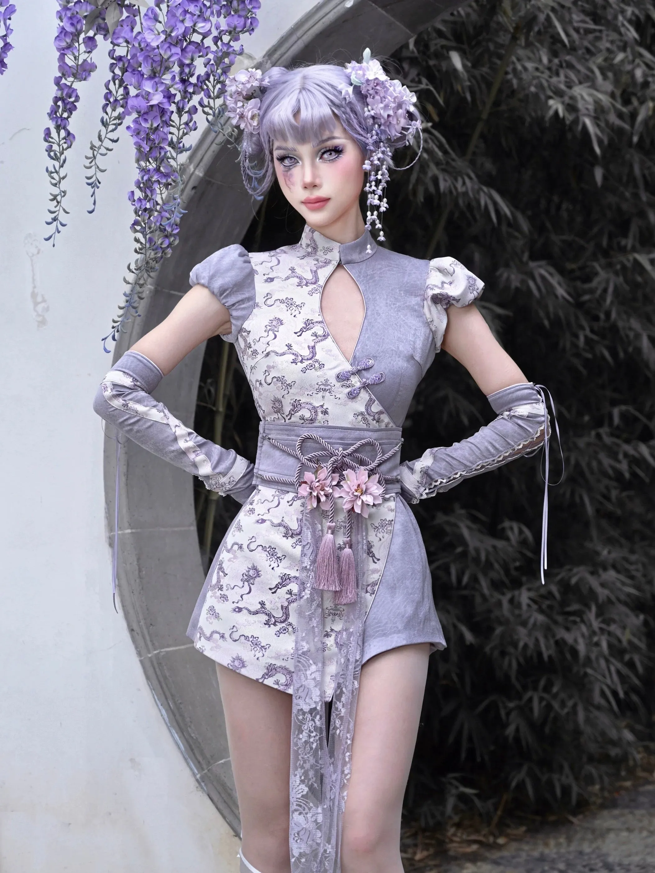 [Blood Supply] Dragon In Wisteria Chinese Lolita Fashion Flower Belt