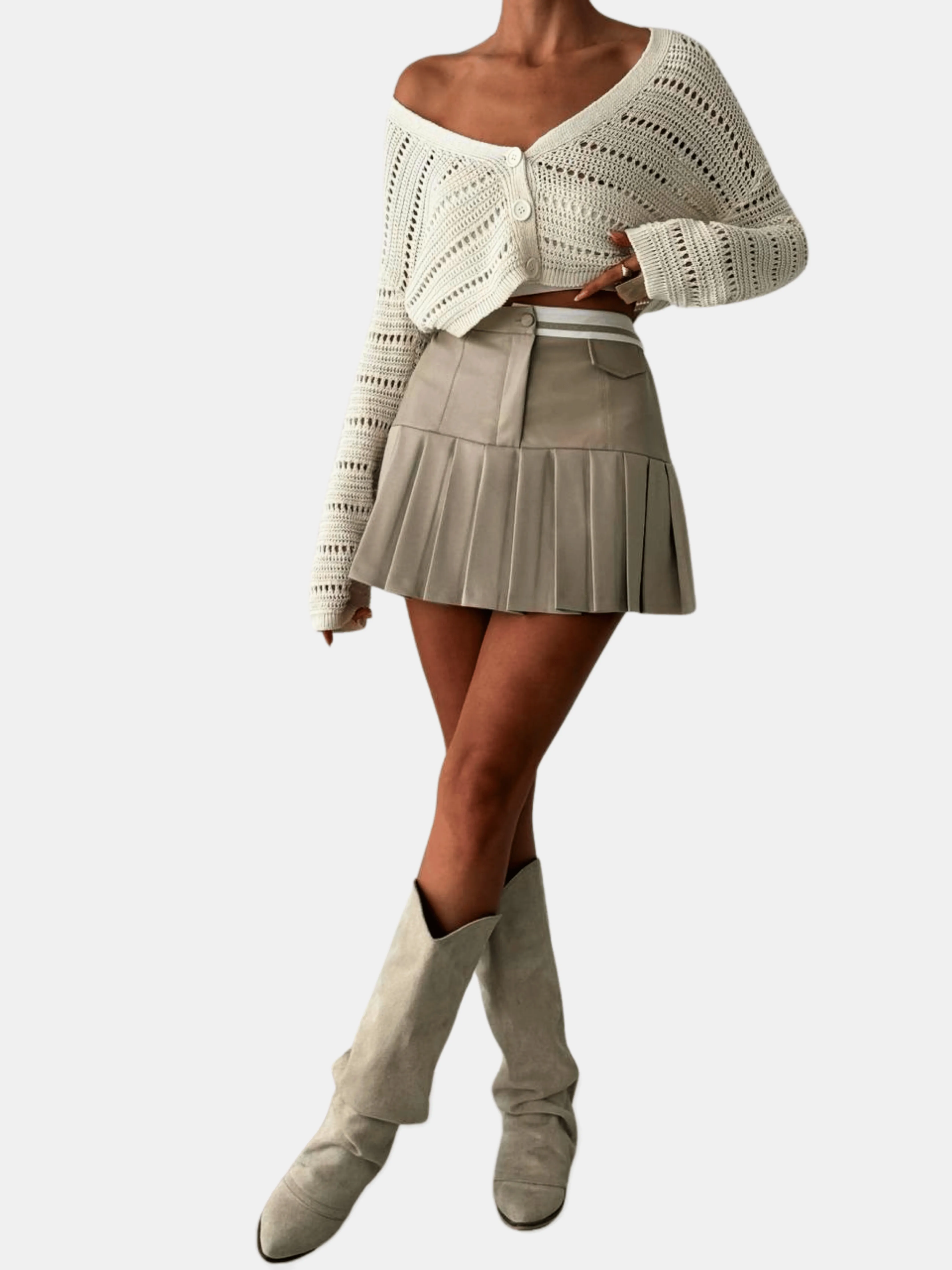 Daria Faux Leather Pleated Skirt