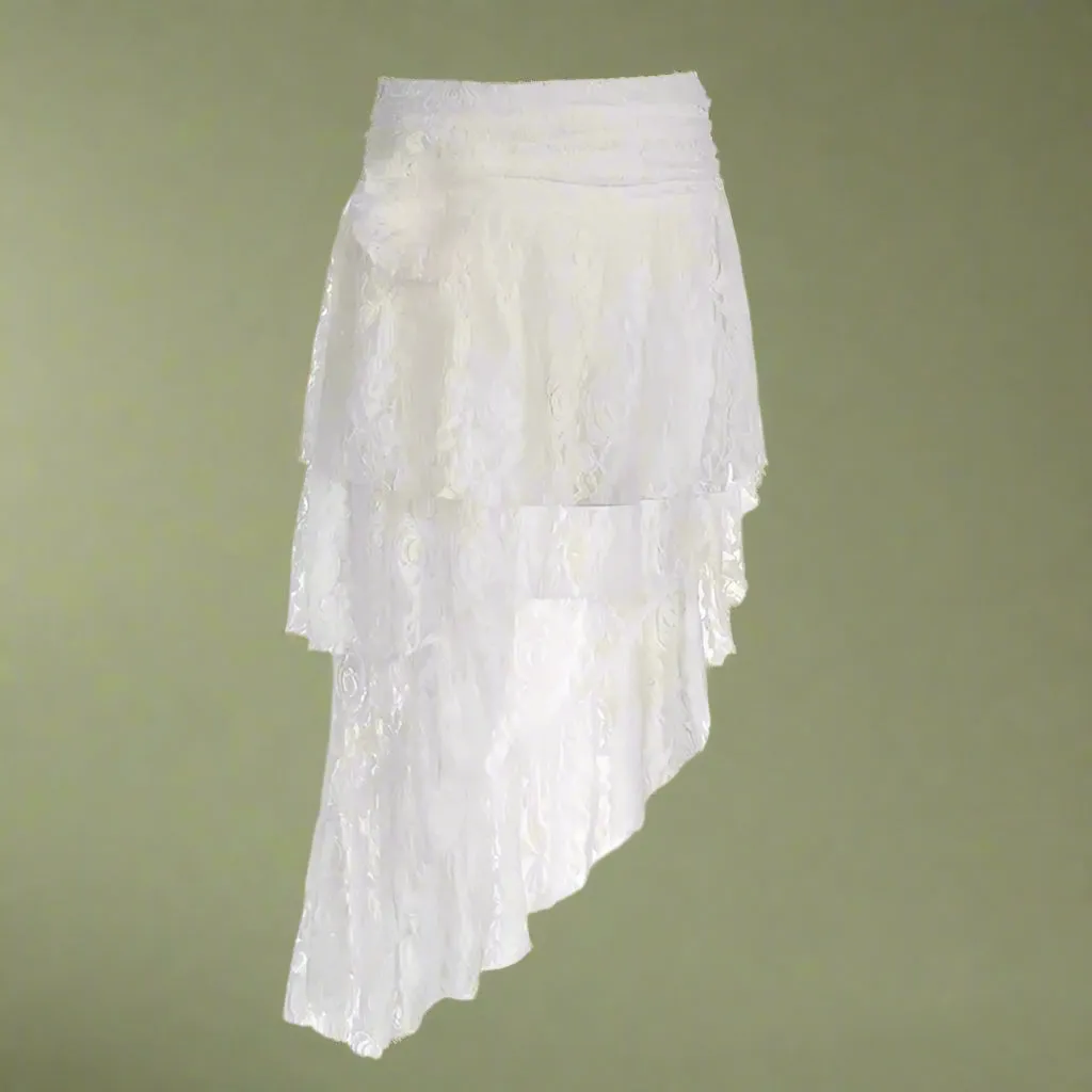 Fairycore Layered Lace High-Low Skirt