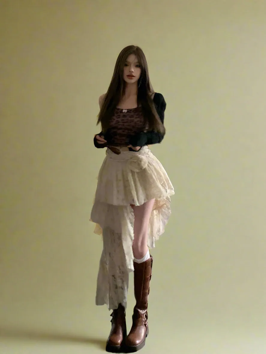 Fairycore Layered Lace High-Low Skirt