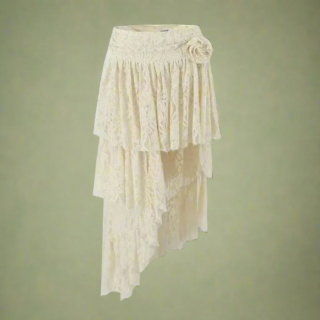 Fairycore Layered Lace High-Low Skirt