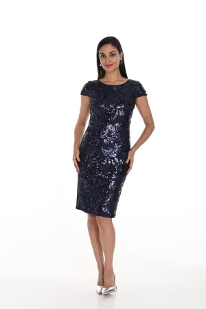 Frank Lyman Fall 2024-249140-Knit Dress-Navy