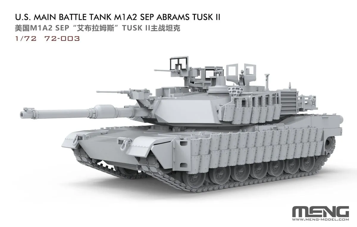 Meng 72-003 1/72 scale U.S. M1A2 SEP ABRAMS TUSK II Main Battle Tank kit