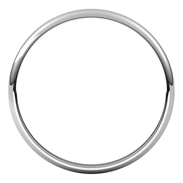 Platinum Half Round Ultra-Light Wedding Band, 2 mm Wide