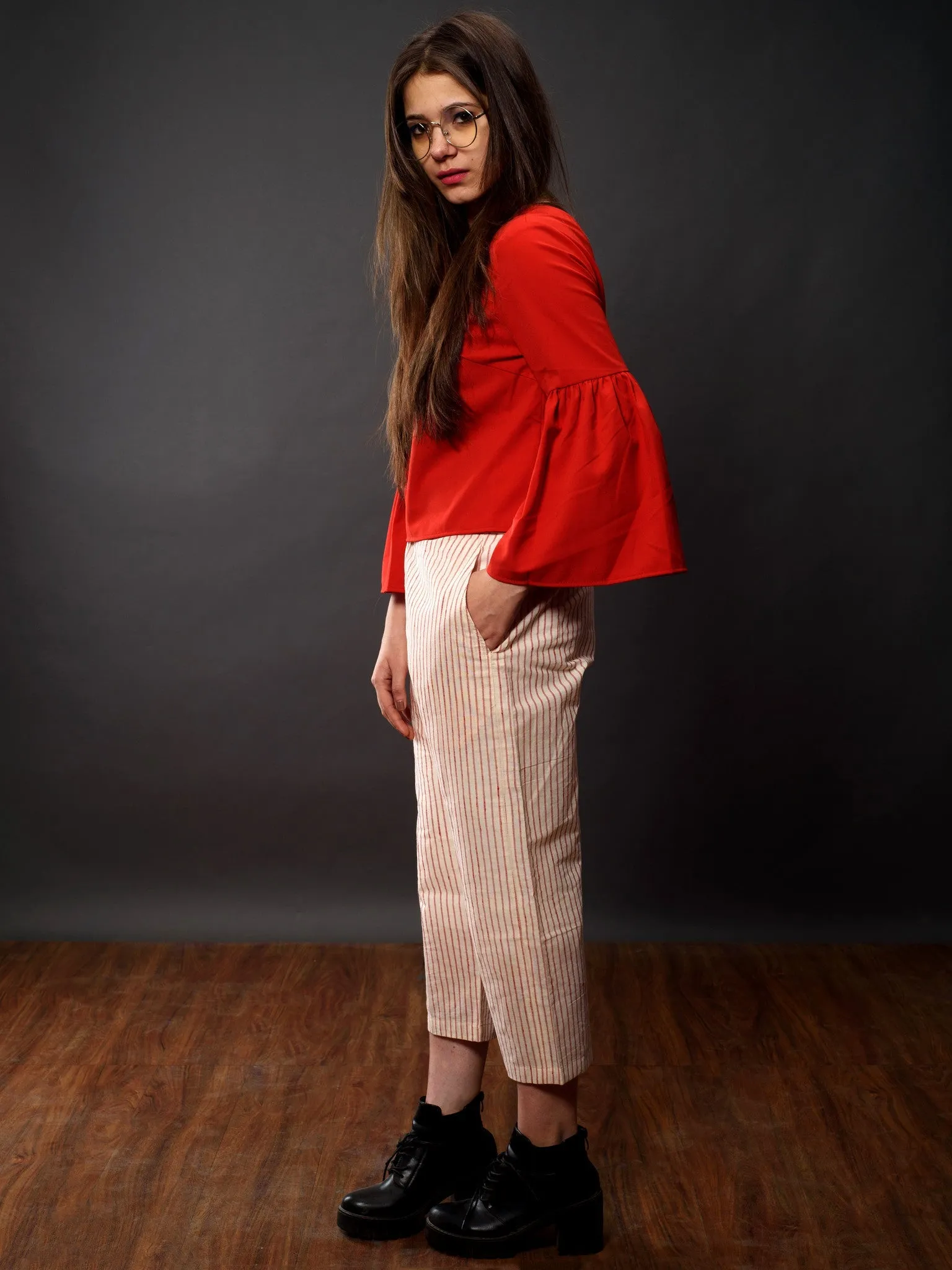 Red Ikat Stripe Culottes