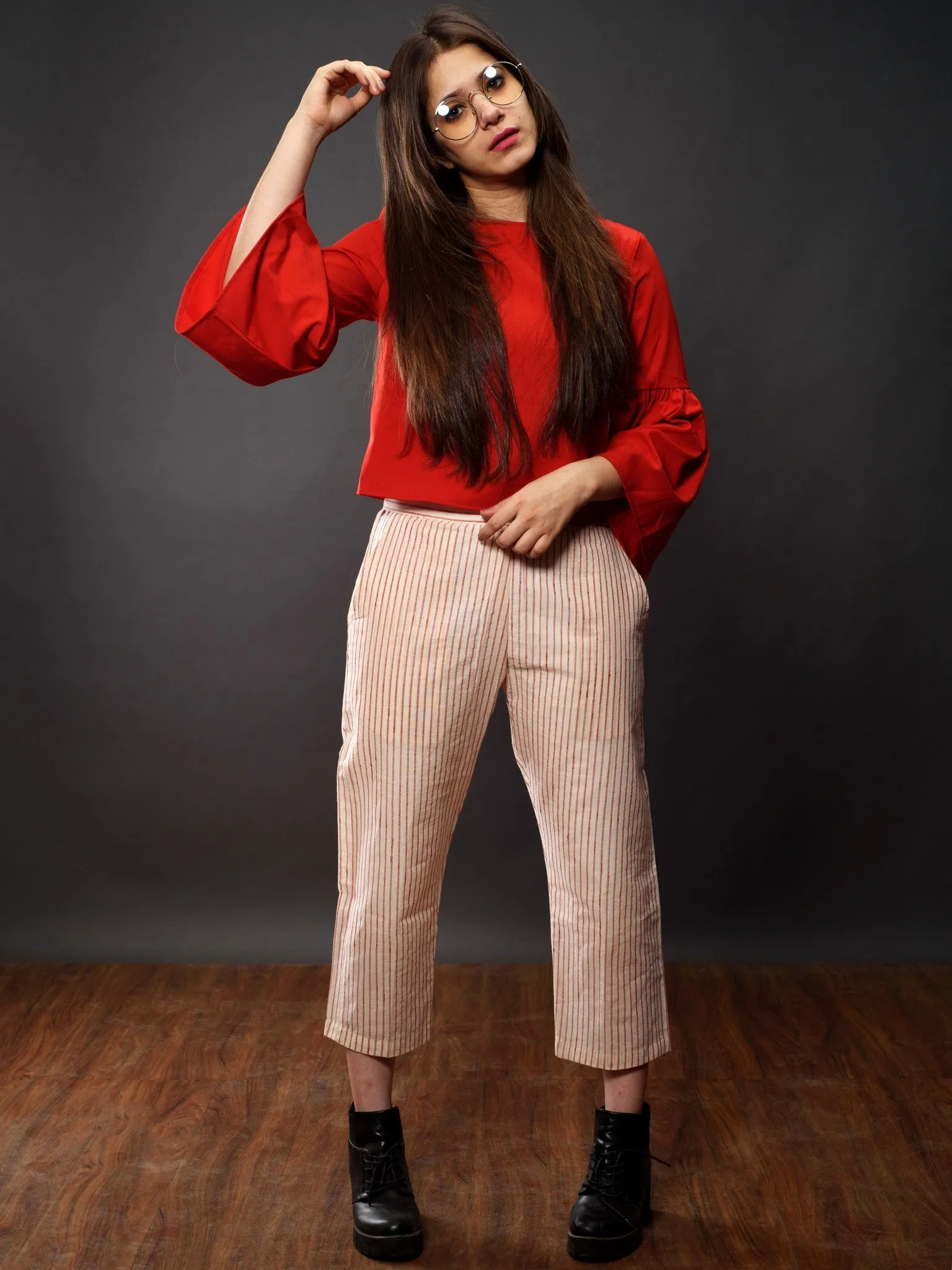 Red Ikat Stripe Culottes