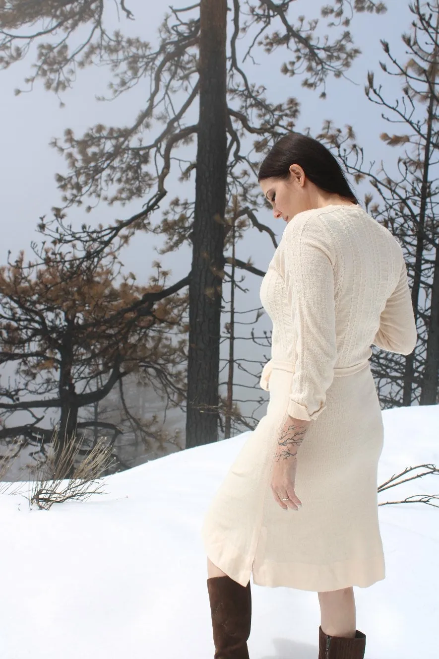 Vintage 1970s Ivory Knit Dress