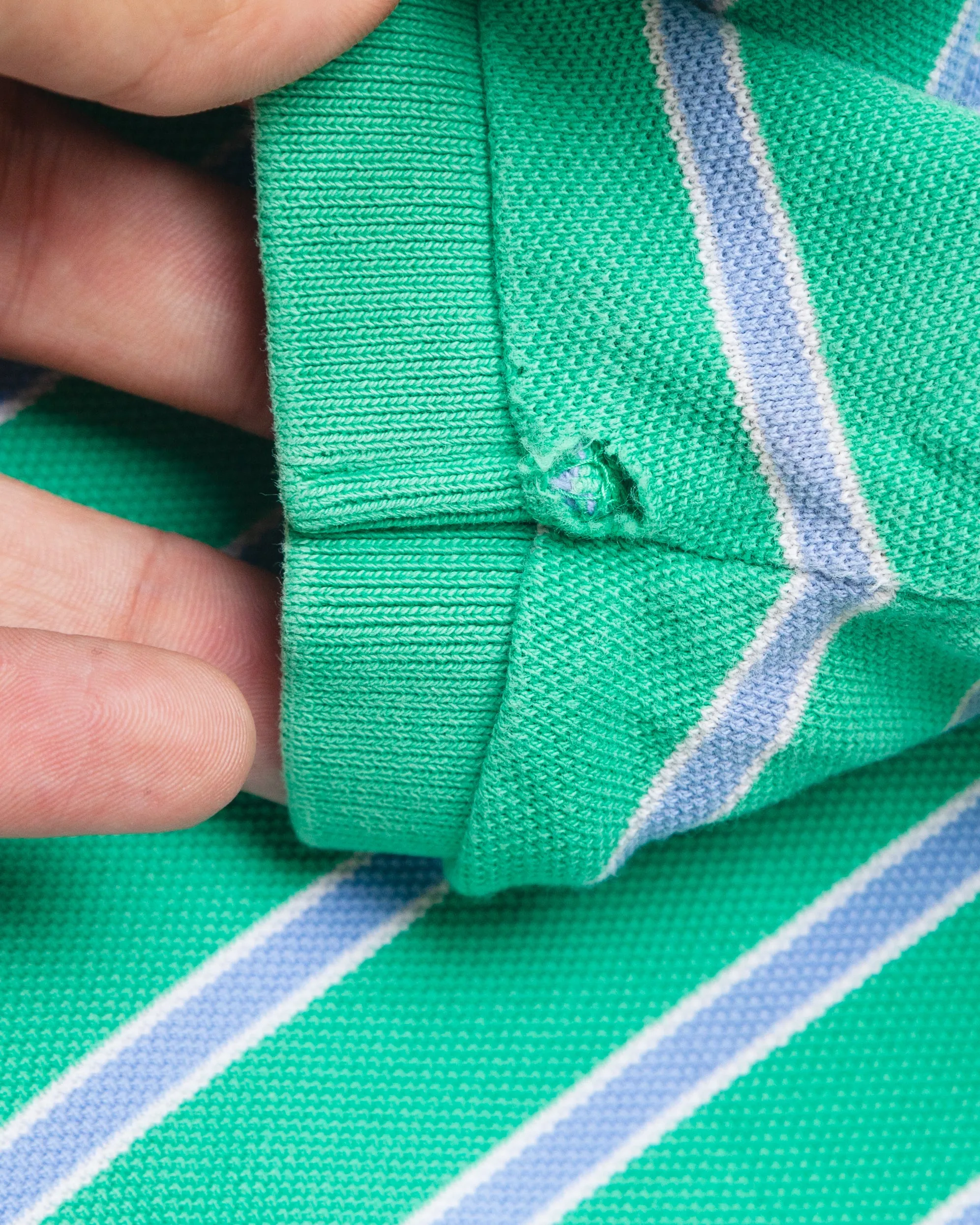 Vintage Polo Ralph Lauren Green Pastel Striped Short Sleeve Polo Shirt (Large)