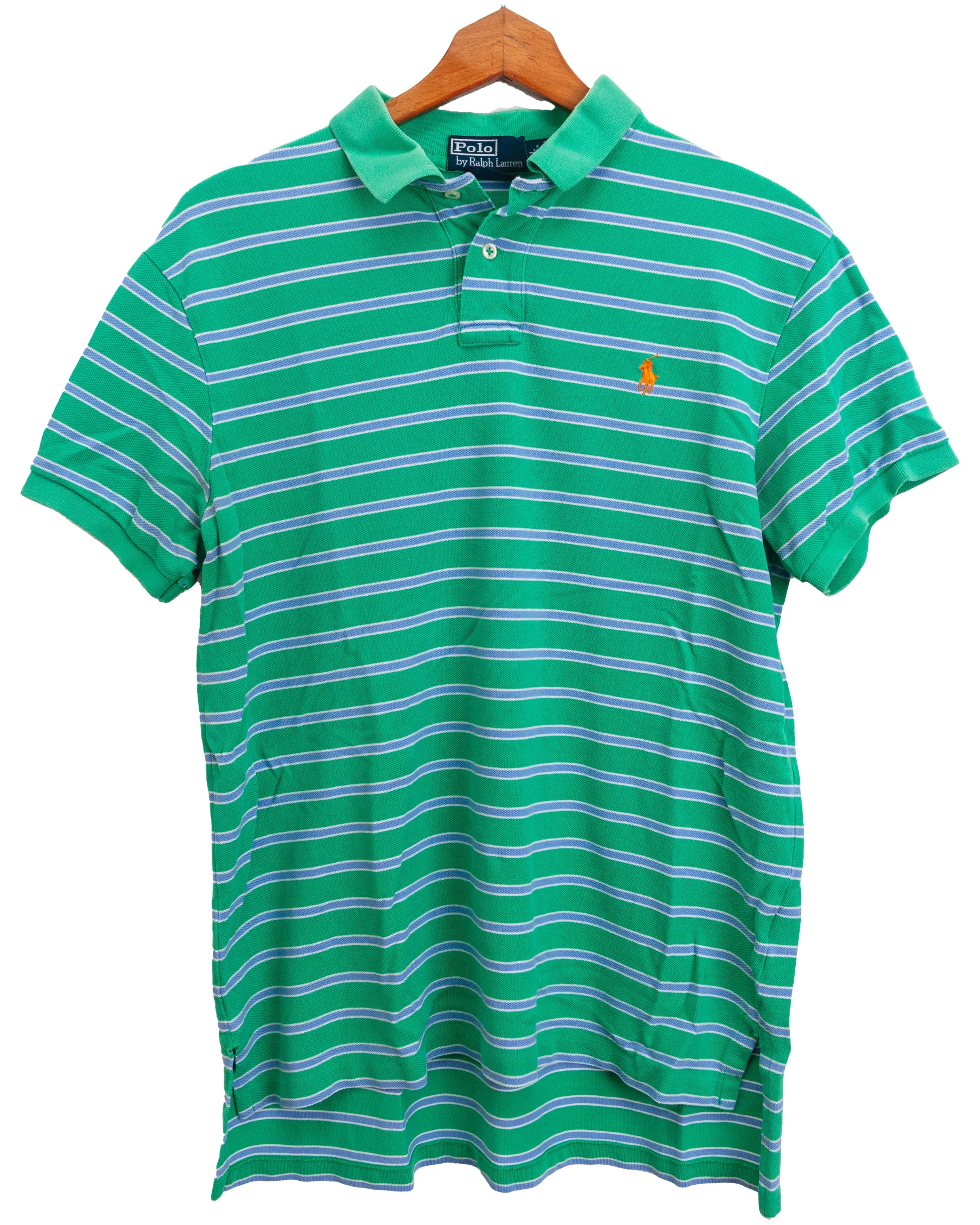 Vintage Polo Ralph Lauren Green Pastel Striped Short Sleeve Polo Shirt (Large)