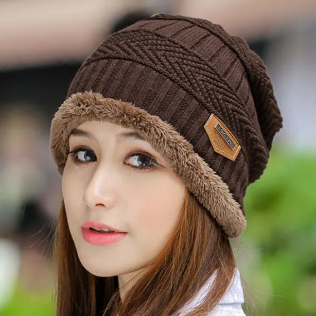 Warm Winter Knit Beanie Hats Women's Thick Set Earflaps Head-Wrapping Outdoor Korean Style Bandana Wool Unisex