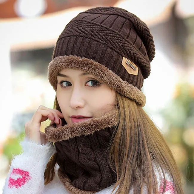 Warm Winter Knit Beanie Hats Women's Thick Set Earflaps Head-Wrapping Outdoor Korean Style Bandana Wool Unisex