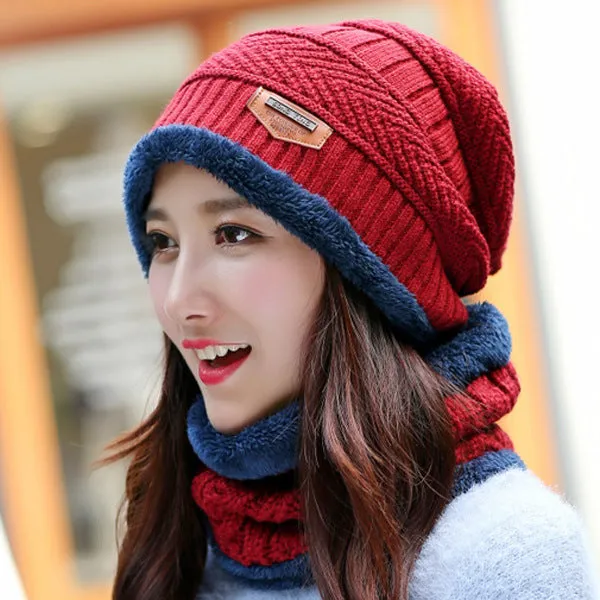 Warm Winter Knit Beanie Hats Women's Thick Set Earflaps Head-Wrapping Outdoor Korean Style Bandana Wool Unisex