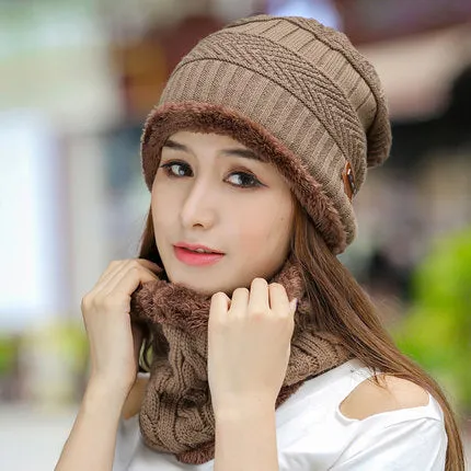 Warm Winter Knit Beanie Hats Women's Thick Set Earflaps Head-Wrapping Outdoor Korean Style Bandana Wool Unisex