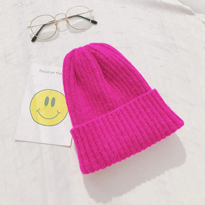 Warm Winter Knit Beanie Hats Women's Winter Men's Autumn and Winter Wool Keep Warm Plush Pullover Unisex