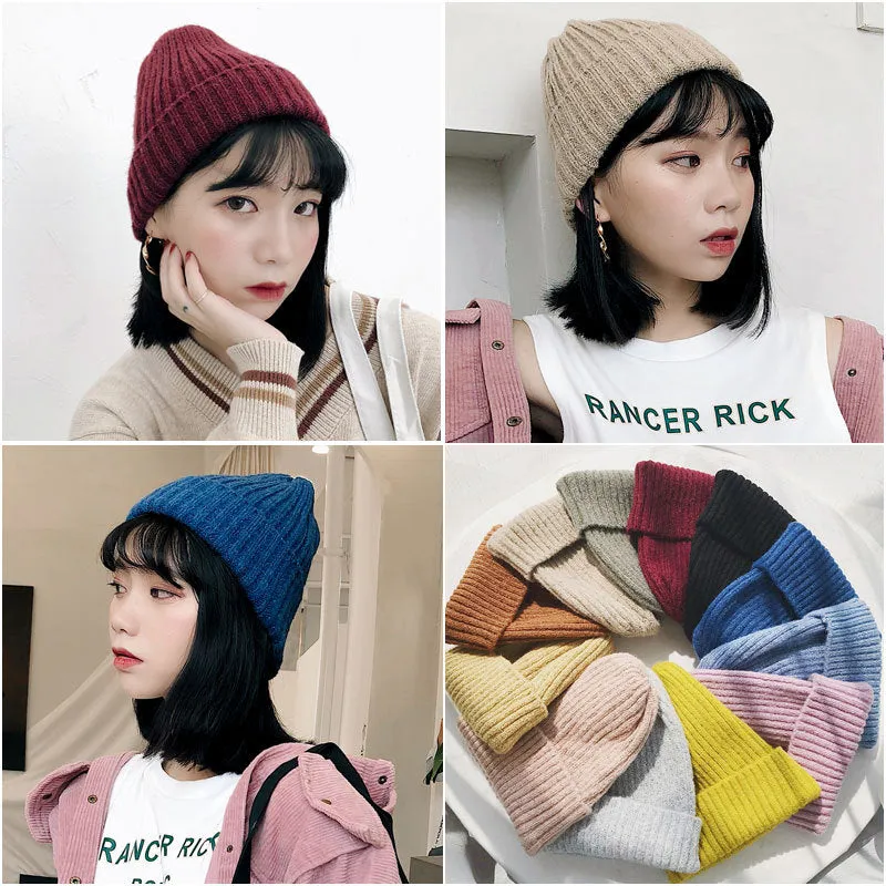 Warm Winter Knit Beanie Hats Women's Winter Men's Autumn and Winter Wool Keep Warm Plush Pullover Unisex