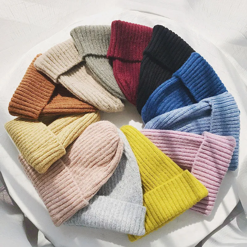 Warm Winter Knit Beanie Hats Women's Winter Men's Autumn and Winter Wool Keep Warm Plush Pullover Unisex